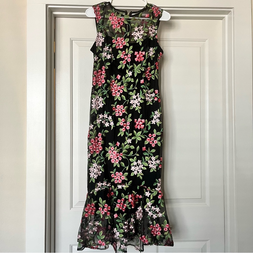Calvin Klein Pink, Black Floral Dress